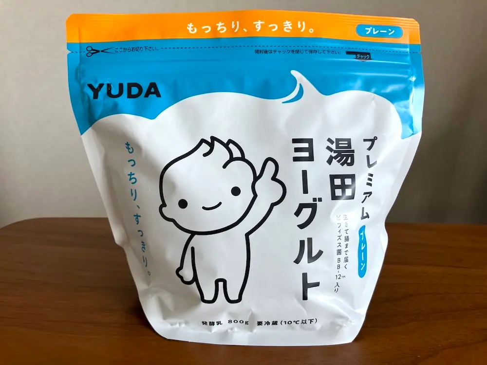 湯田ヨーグルト（プレーン味）のパッケージ：直立撮影